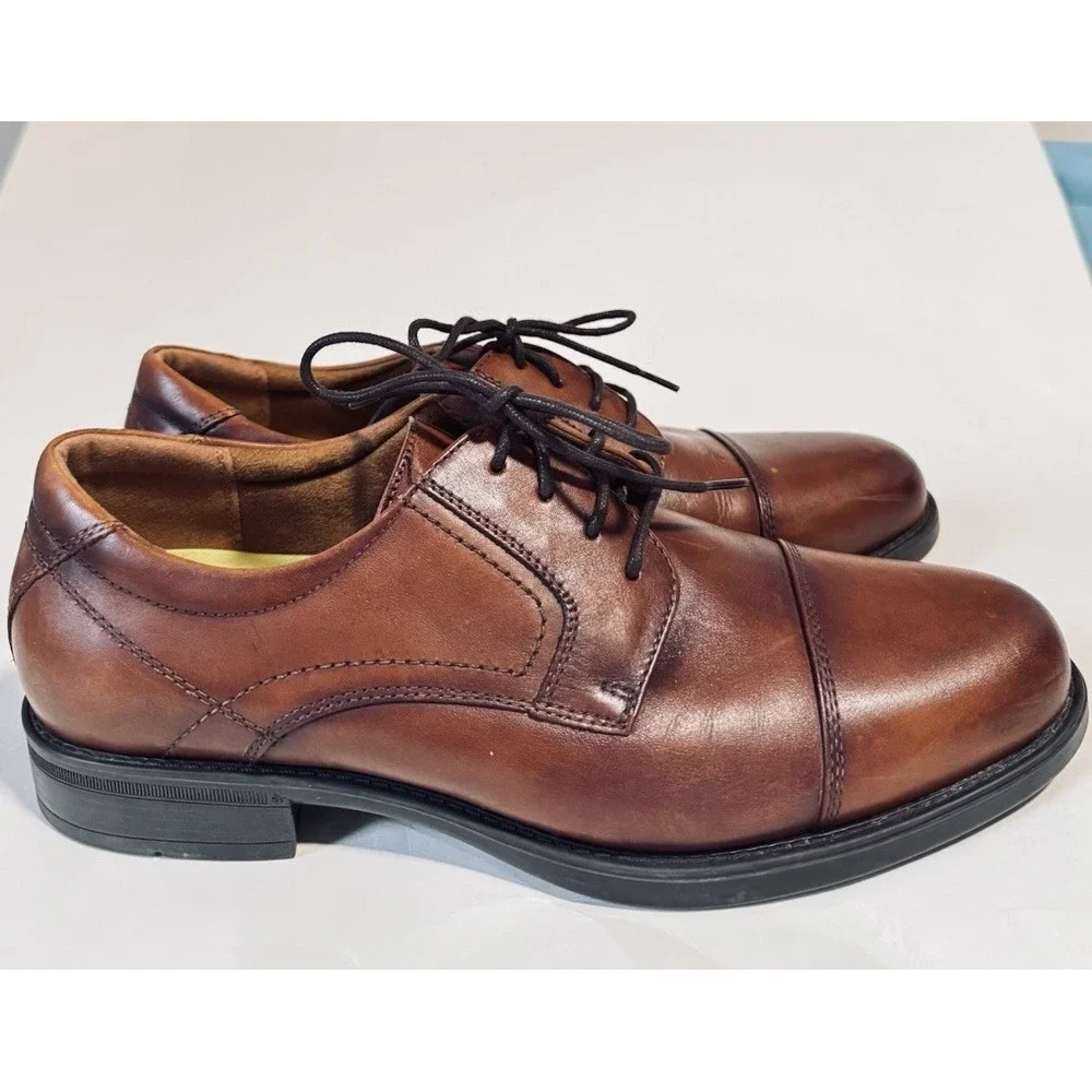 Florsheim Comfortech Brown Leather Oxford Lace Up Cap Toe Dress Shoes Men's 8.5